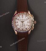 PPM Factory Patek Philippe Aquanaut Luce Dandong 4130 Movement Rainbow Diamond Bezel Dark Brown Band Watch 39.9mm 